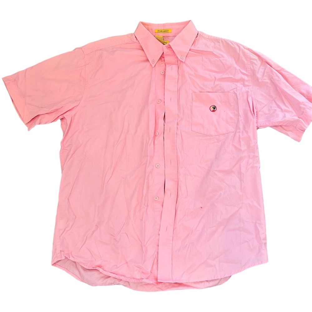 Vintage Duck Head Pink Short Sleeve Button Up Size Large